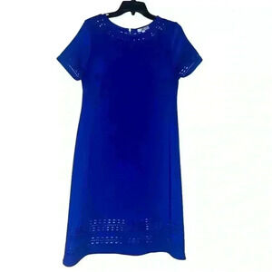 Royal Blue Dress with Rectangle Print Detail